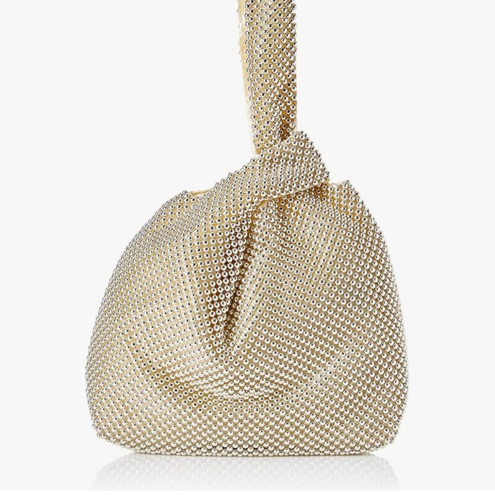 Jessica McClintock Womens Logan Mesh Pouch Evening Bag